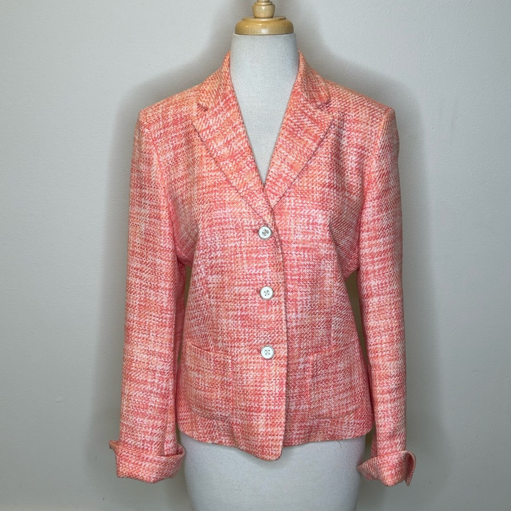 Bernard Zins Paris Women's Pink Tweed Jacket Size 10